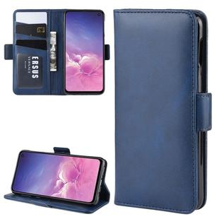 For Galaxy S10e Double Buckle Crazy Horse Business Mobile Phone Holster with Card Wallet Bracket Function(Blue)