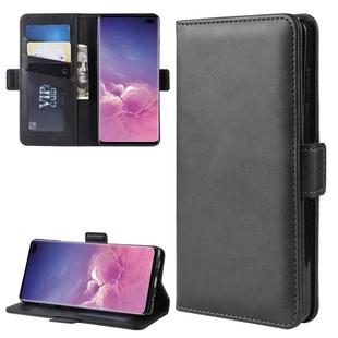 For Galaxy S10 Plus Double Buckle Crazy Horse Business Mobile Phone Holster with Card Wallet Bracket Function(Black)