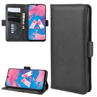 For Galaxy M30/A40S Double Buckle Crazy Horse Business Mobile Phone Holster with Card Wallet Bracket Function(Black)