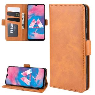 For Galaxy M30/A40S Double Buckle Crazy Horse Business Mobile Phone Holster with Card Wallet Bracket Function(Yellow)