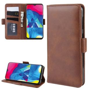 For Galaxy M10 Double Buckle Crazy Horse Business Mobile Phone Holster with Card Wallet Bracket Function(Brown)