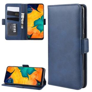 For Galaxy A30/A20 Double Buckle Crazy Horse Business Mobile Phone Holster with Card Wallet Bracket Function(Blue)