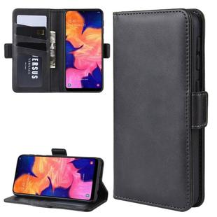 For Galaxy A10e Double Buckle Crazy Horse Business Mobile Phone Holster with Card Wallet Bracket Function(Black)