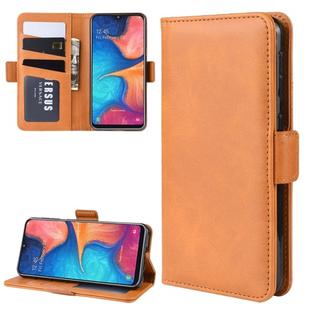 For Galaxy A20e Double Buckle Crazy Horse Business Mobile Phone Holster with Card Wallet Bracket Function(Yellow)