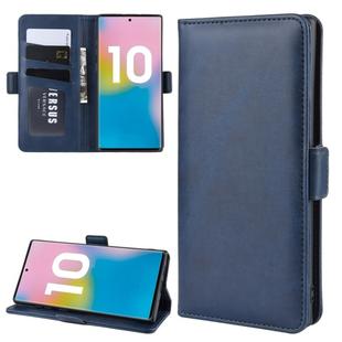 For Galaxy Note 10 Plus Dual-side Magnetic Buckle Horizontal Flip Leather Case with Holder & Card Slots & Wallet & Photo Frame(Blue)
