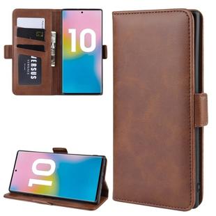 For Galaxy Note 10 Plus Dual-side Magnetic Buckle Horizontal Flip Leather Case with Holder & Card Slots & Wallet & Photo Frame(Brown)