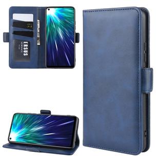 For Vivo Z5x / Z1 Pro  Double Buckle Crazy Horse Business Mobile Phone Holster with Card Wallet Bracket Function(Blue)