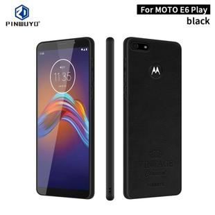 For MOTO E6 play PINWUYO Pin Rui Series Classical Leather, PC + TPU + PU Leather Waterproof And Anti-fall All-inclusive Protective Shell(Black)