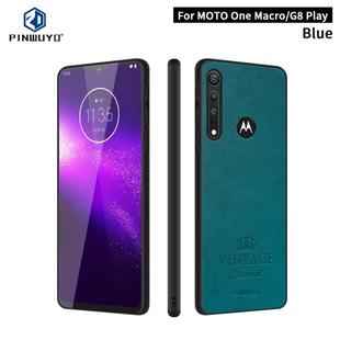 For MOTO G8 Play / one macro PINWUYO Pin Rui Series Classical Leather, PC + TPU + PU Leather Waterproof And Anti-fall All-inclusive Protective Shell(Blue)