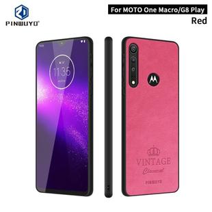For MOTO G8 Play / one macro PINWUYO Pin Rui Series Classical Leather, PC + TPU + PU Leather Waterproof And Anti-fall All-inclusive Protective Shell(Red)
