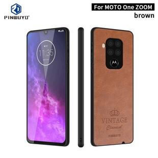 For MOTO P50note/One ZOOM/One pro PINWUYO Pin Rui Series Classical Leather, PC + TPU + PU Leather Waterproof And Anti-fall All-inclusive Protective Shell(Brown)