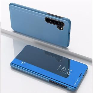 For Xiaomi Mi CC9 Pro Plated Mirror Horizontal Flip Leather Case with Holder(Blue)