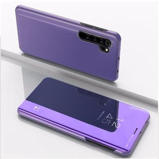 For Xiaomi Note 10 Plated Mirror Horizontal Flip Leather Cover with Stand Mobile Phone Holster(Dark Purple)