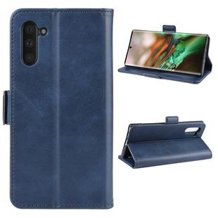 For Galaxy Note 10 Dual-side Magnetic Buckle Crazy Horse Horizontal Flip Leather Casewith Holder & Card Slots & Wallet & Photo Frame(Blue)