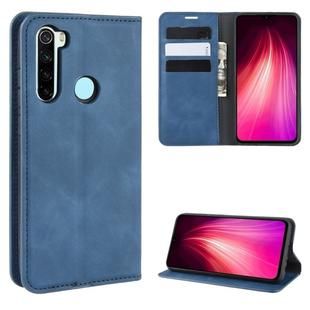 For Xiaomi Redmi Note 8 Retro-skin Business Magnetic Suction Leather Case with Holder & Card Slots & Wallet(Dark Blue)