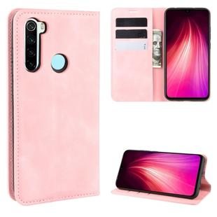 For Xiaomi Redmi Note 8 Retro-skin Business Magnetic Suction Leather Case with Holder & Card Slots & Wallet(Pink)