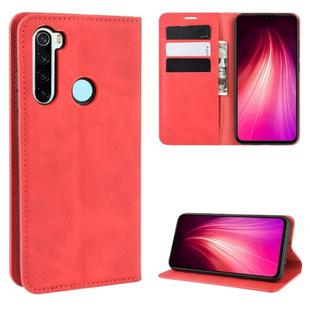 For Xiaomi Redmi Note 8 Retro-skin Business Magnetic Suction Leather Case with Holder & Card Slots & Wallet(Red)