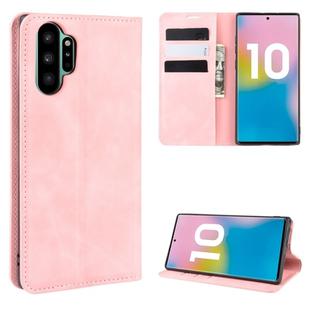 For Galaxy Note10+   Retro-skin Business Magnetic Suction Leather Case with Holder & Card Slots & Wallet(Pink)