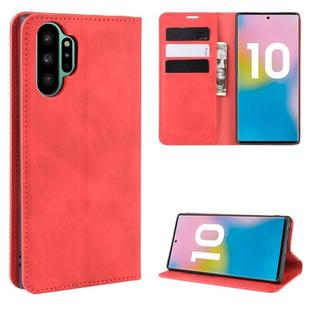 For Galaxy Note10+   Retro-skin Business Magnetic Suction Leather Case with Holder & Card Slots & Wallet(Red)