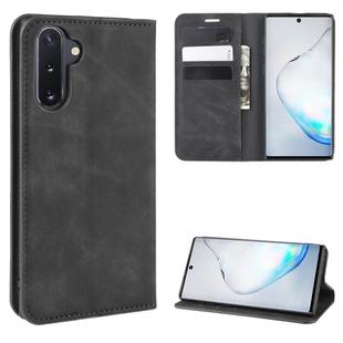 For Galaxy Note10 Retro-skin Business Magnetic Suction Leather Case with Holder & Card Slots & Wallet(Black)
