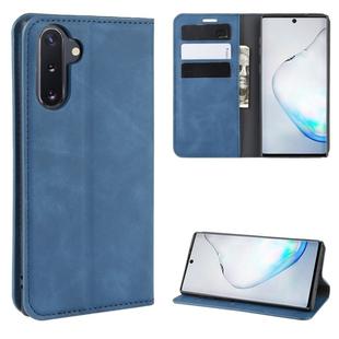 For Galaxy Note10 Retro-skin Business Magnetic Suction Leather Case with Holder & Card Slots & Wallet(Dark Blue)