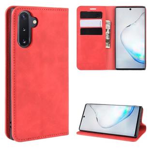 For Galaxy Note10 Retro-skin Business Magnetic Suction Leather Case with Holder & Card Slots & Wallet(Red)