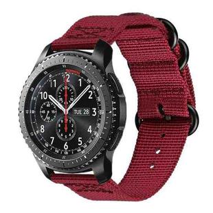 For Samsung Galaxy Watch Active 2 20mm / Gear S3 Nylon Three-ring Watch Band(Wine Red)