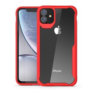 For iPhone 11 Transparent PC + TPU Full Coverage Shockproof Protective Case(Red)