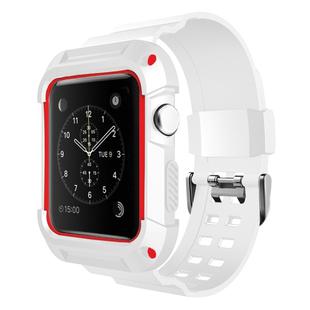 For Apple Watch 3 / 2 / 1 Generation 42mm All-In-One Silicone Strap(White + Red)