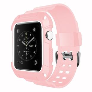 For Apple Watch 3 / 2 / 1 Generation 42mm All-In-One Silicone Strap(Pink + White)