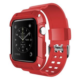 For Apple Watch 3 / 2 / 1 Generation 42mm All-In-One Silicone Strap(Red + Black)