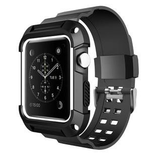 For Apple Watch 3 / 2 / 1 Generation 38mm All-In-One Silicone Strap(Black + White)