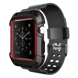 For Apple Watch 3 / 2 / 1 Generation 38mm All-In-One Silicone Strap(Black + Red)