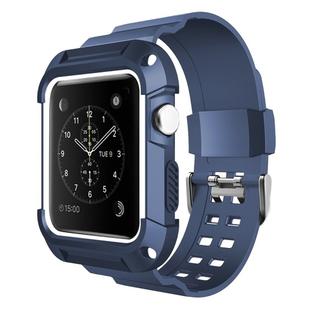 For Apple Watch 3 / 2 / 1 Generation 38mm All-In-One Silicone Strap(Blue + White)