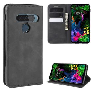 For LG G8S ThinQ  Retro-skin Business Magnetic Suction Leather Case with Holder & Card Slots & Wallet(Black)