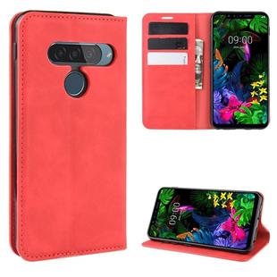 For LG G8S ThinQ  Retro-skin Business Magnetic Suction Leather Case with Holder & Card Slots & Wallet(Red)