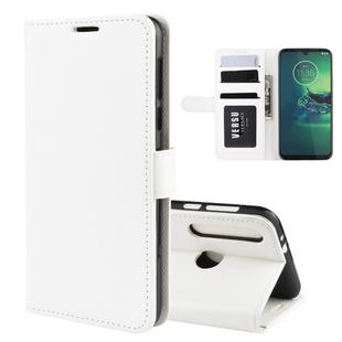 For Motorola Moto G8 Plus R64 Texture Single Horizontal Flip Protective Case with Holder & Card Slots & Wallet& Photo Frame(White)