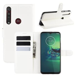 For Motorola Moto G8 Plus Litchi Texture Horizontal Flip Protective Case with Holder & Card Slots & Wallet(White)