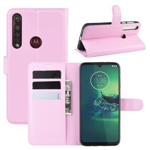 For Motorola Moto G8 Plus Litchi Texture Horizontal Flip Protective Case with Holder & Card Slots & Wallet(Pink)
