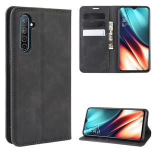 For Oppo K5 / Realme XT / Realme X2 Retro-skin Business Magnetic Suction Leather Case with Holder & Card Slots & Wallet(Black)