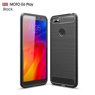 For  Motorola Moto E6 Play Brushed Texture Carbon Fiber TPU Case(Black)