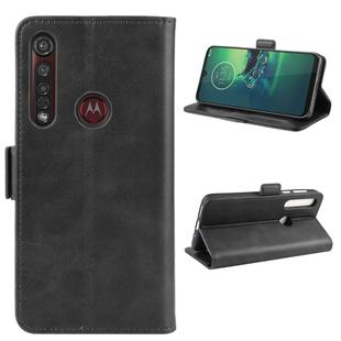 For Motorola Moto G8 Plus  Double Buckle Crazy Horse Business Mobile Phone Holster with Card Wallet Bracket Function(Black)