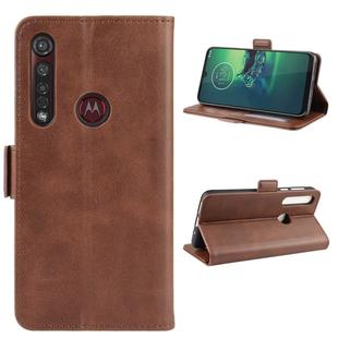 For Motorola Moto G8 Plus  Double Buckle Crazy Horse Business Mobile Phone Holster with Card Wallet Bracket Function(Brown)