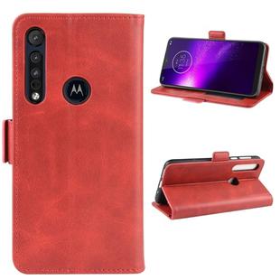 For Motorola One Macro Double Buckle Crazy Horse Business Mobile Phone Holster with Card Wallet Bracket Function(Red)