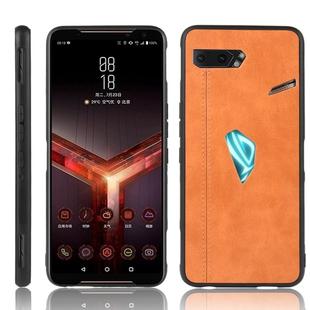 For Asus ROG Phone II ZS660KL Shockproof Sewing Cow Pattern Skin PC + PU + TPU Case(Orange)