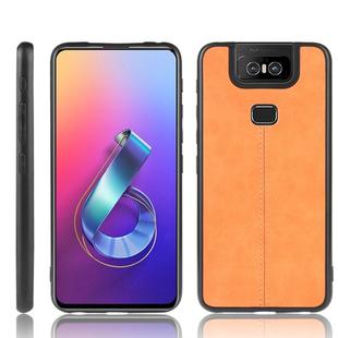 For Asus Zenfone 6 ZS630KL Shockproof Sewing Cow Pattern Skin PC + PU + TPU Case(Orange)