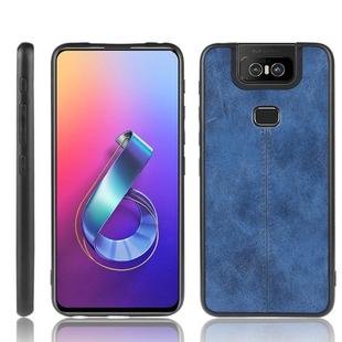For Asus Zenfone 6 ZS630KL Shockproof Sewing Cow Pattern Skin PC + PU + TPU Case(Blue)
