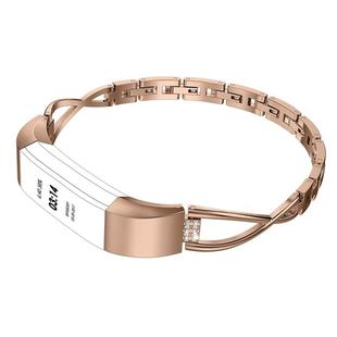 For Fitbit Alta smart watch X-shaped Metal Watch Band(rose gold)