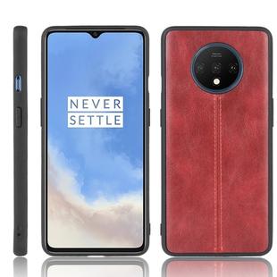 For OnePlus 7T Shockproof Sewing Cow Pattern Skin PC + PU + TPU Case(Red)