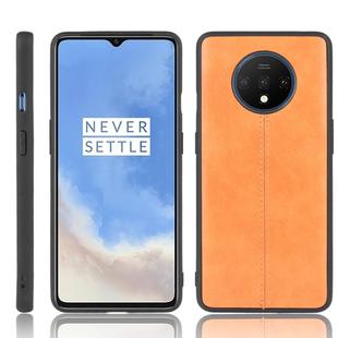 For OnePlus 7T Shockproof Sewing Cow Pattern Skin PC + PU + TPU Case(Orange)